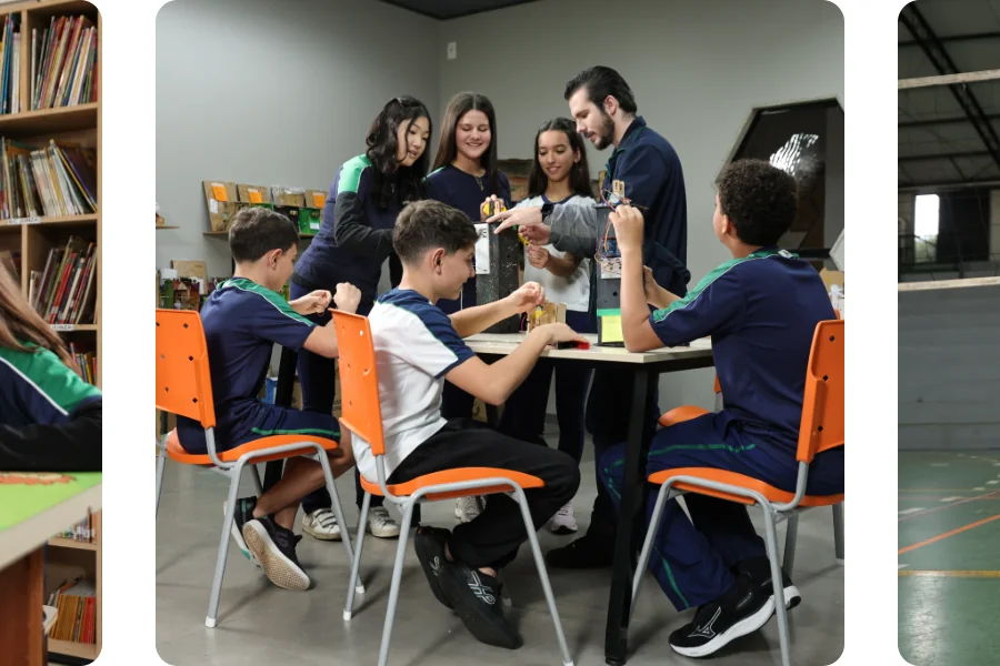Alunos do Colégio Universitário em atividade prática com professor